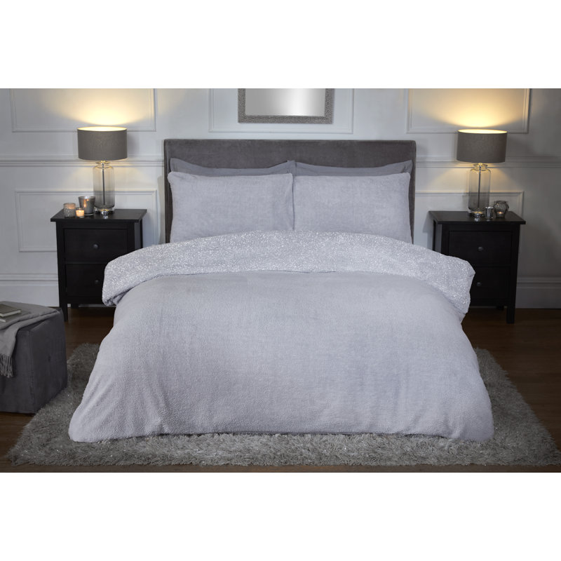 SandpiperCove Polyester Solid Colour Duvet Cover Set with Pillowcases, Super King Duvet Cover + 2 Standard Pillowcases, Grey