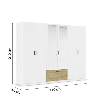 Bari hinged door wardrobe with practical drawers in the middle and handles