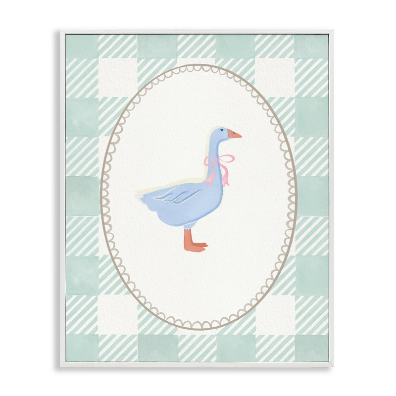 Oie sur toile écossaise verte douce, estampe numérique, design par The Paper Curator, H 20 po x l 16 po