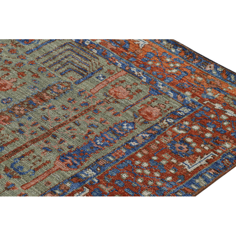 Burano Hand Knotted Wool Floral Area Rug, Runner 3' x 8'