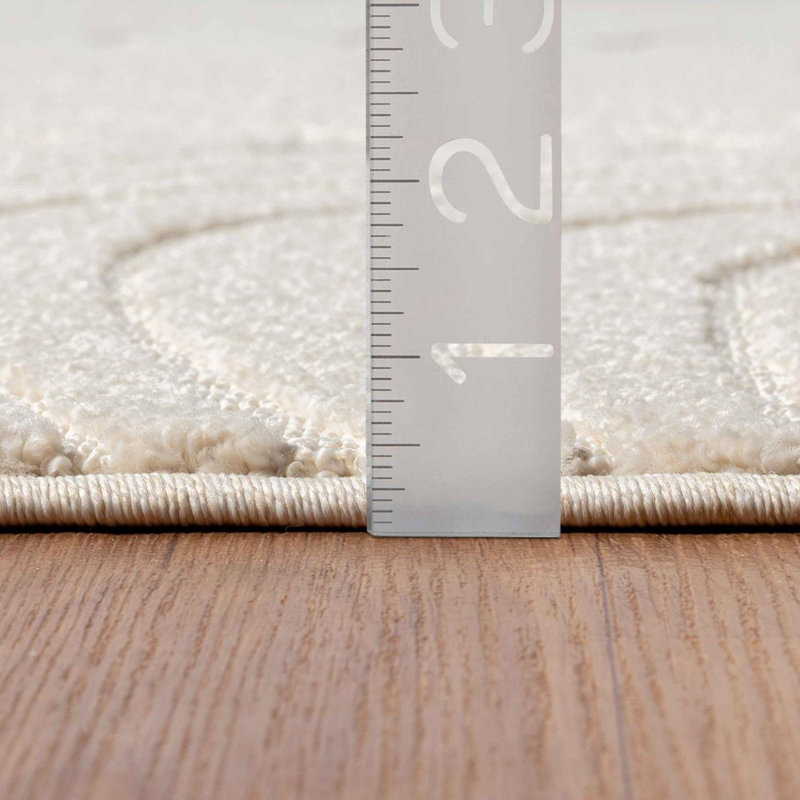 Kamrudeen Geometric Machine Made Power Loom Polypropylene Plastic Area Rug in Beige, Rectangle 7'9" x 10'1"