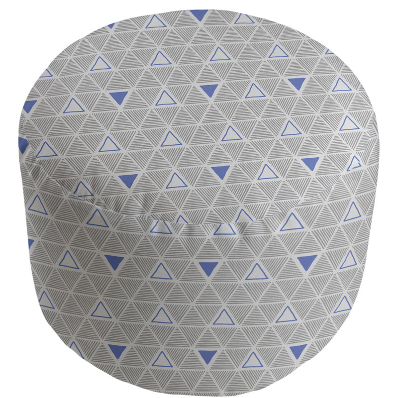 Upholstered Pouf, Blue Accent