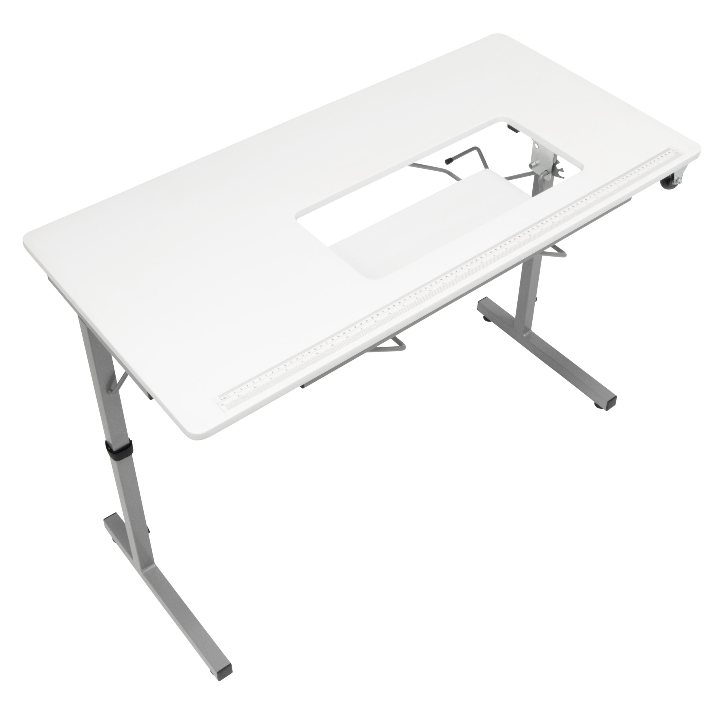 Rollaway II Compact Portable Folding Sewing Table, Silver/White