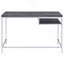 Bureau d'écriture rectangulaire gris et chrome patiné