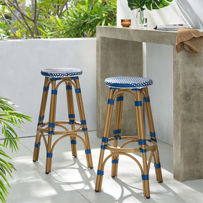 Red Aluminum 4 Legs Bar Stools with Footrest