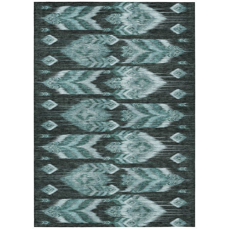 Tapis bleu sarcelle lavable 9 pi x 12 pi bleu sarcelle turquoise et gris anthracite