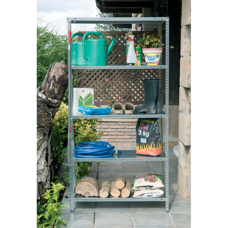 Galvanized Metal 5-Tier Freestanding Storage Rack Unit, 76" Height