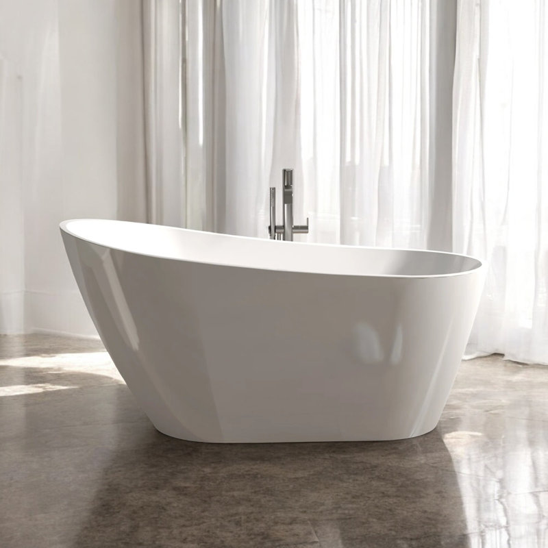 55" x 28.35" Freestanding Soaking Acrylic Bathtub