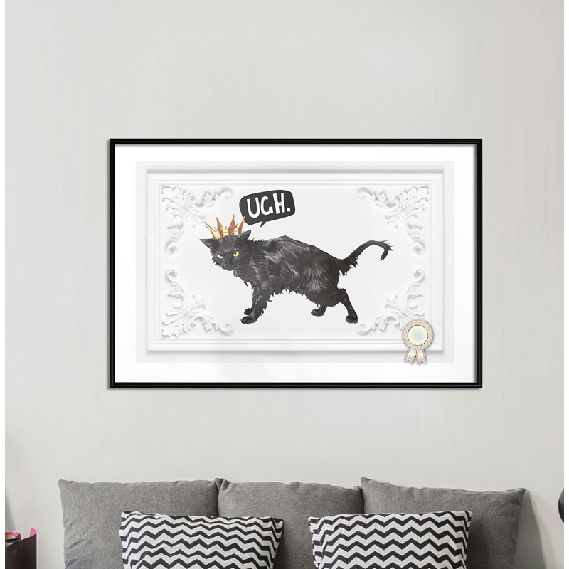 " Cat Rules I ", 24" W x 16" H, Black Framed