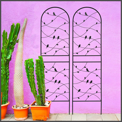Ensemble de 2 treillis de jardin en métal 71 po x 19,7 po antirouille pour plantes grimpantes pour l'extérieur