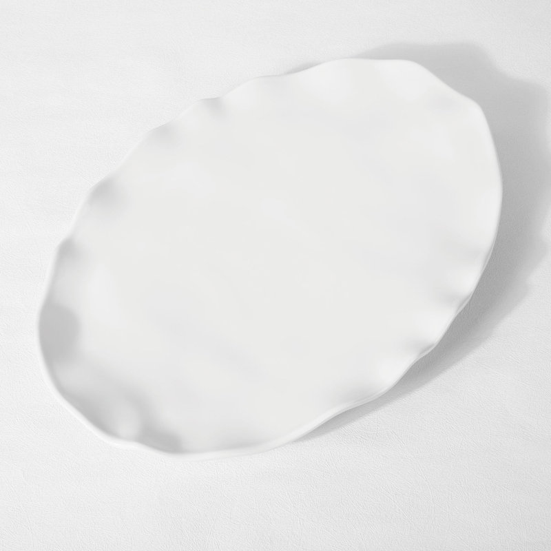 2-Piece White 16" Melamine Oval Platter