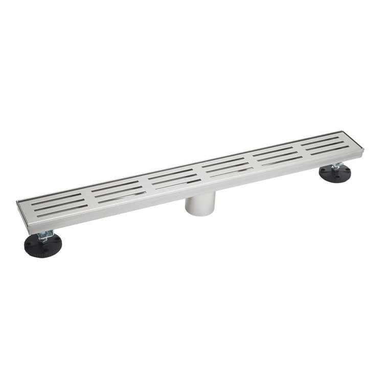36" Linear Brushed Nickel Shower Drain with Balance Pattern Grate