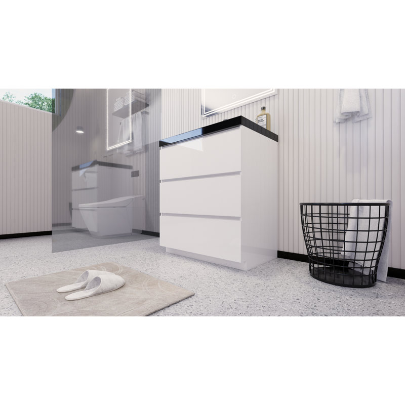 Reyes 29'' Single Bathroom Vanity Base Only, Hight Gloss White