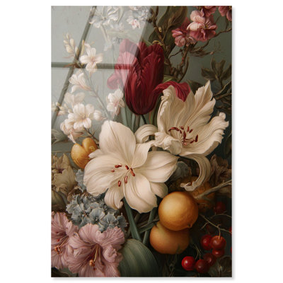 «Lilies and Crimson Tulip», reproduction d'art acrylique par Art Remedy, prête à être accrochée, 16 x 24