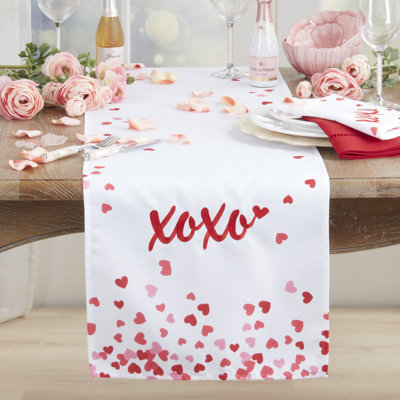 Valentine XOXO Table Runner – Decorative Non-Reversible Seasonal Table Runner for Dining Table, 16"x72"