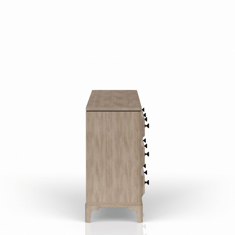 Commode moderne à 6 tiroirs avec cadre en bois, commode avec espace de rangement