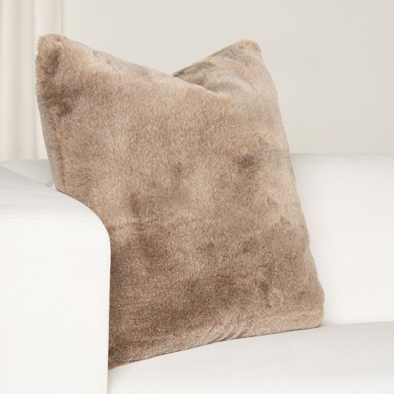 Plush Flufftail Throw Pillow, Cream, Square 18", Feather