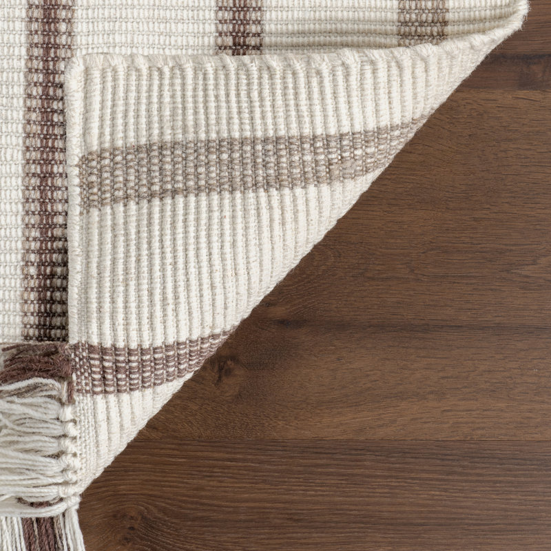 Toluca Ivory Striped Handmade Wool 8' x 10' Area Rug