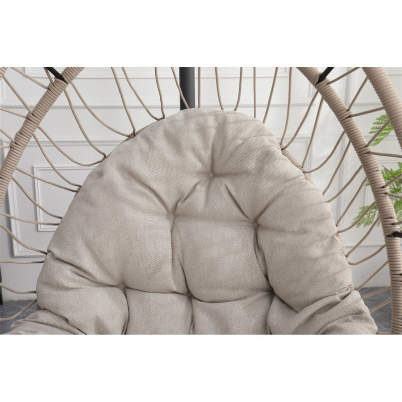 Chaise d'extérieur suspendue en forme d'œuf avec support, Gris clair