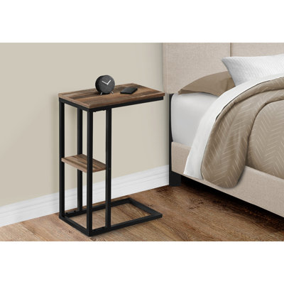 Table d'appoint pour le salon, surface en stratifié brun, structure en métal noir, 9,13 lb, table d'appoint moderne et élégante, aspect bois récupéré, métal, chambre à coucher et poids léger, 17,87 po x 10,37 po