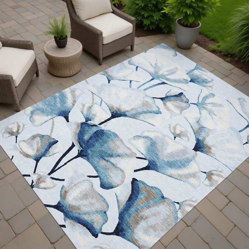 Machine Washable Indoor/Outdoor Raemoore ACN2405 Botanical Rug, Rectangle 3' x 5'