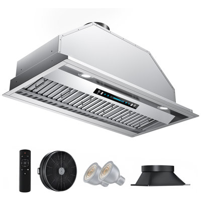 36 in. 400 CFM Convertible Insert Range Hood In Stainless Steel With LED Lights and Gesture Control