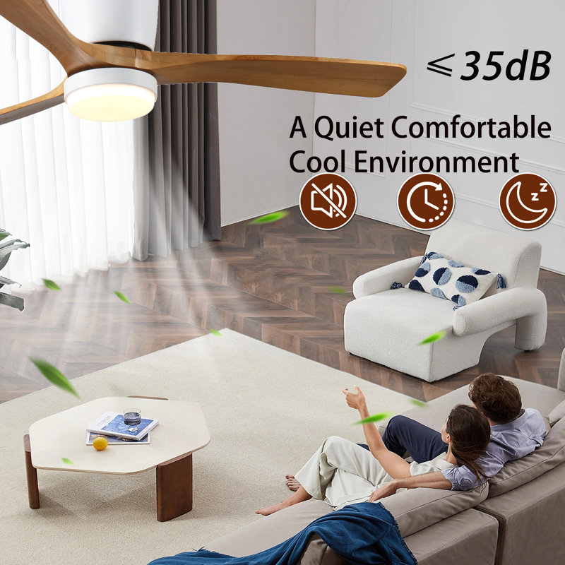 Ventilateur de plafond 52 po avec lumière, Blanc, Brun