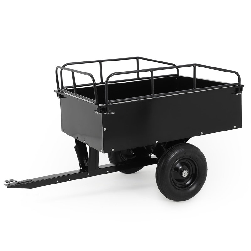 Remorque utilitaire de jardin, 17 pieds Chariot à benne robuste en acier d'une capacité de pi., Black