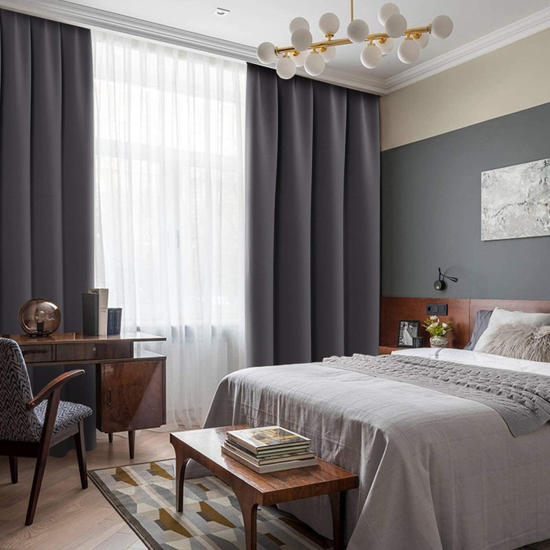Blackout Curtain Pair, Gray, 38" W x 72" L