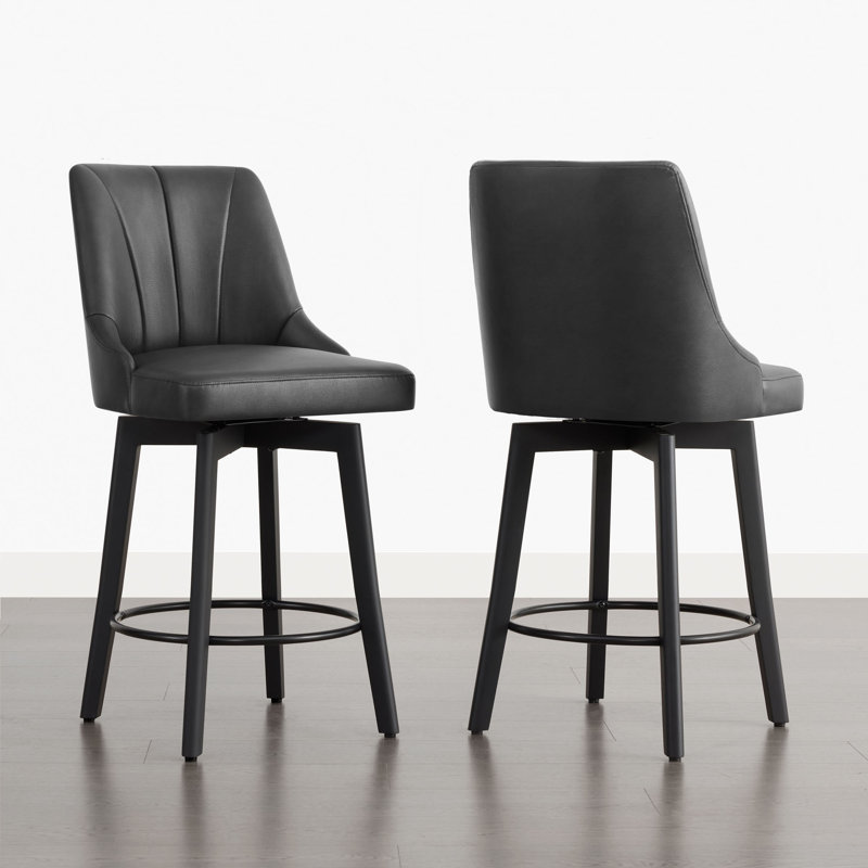Swivel Upholstered Counter Stool, Black