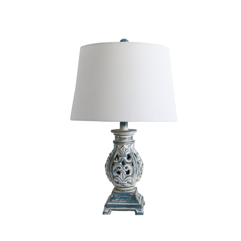 Ensemble de lampe de table 22" Brutus, Bleu antique, Blanc