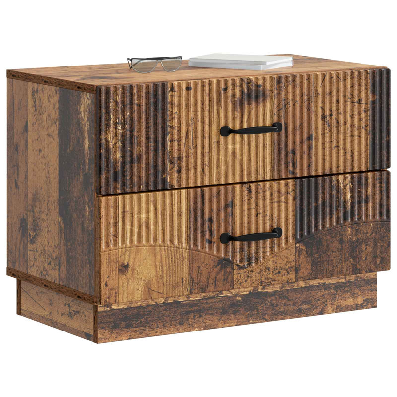 62cm W Manufactured Wood Bedside Table, Old Wood