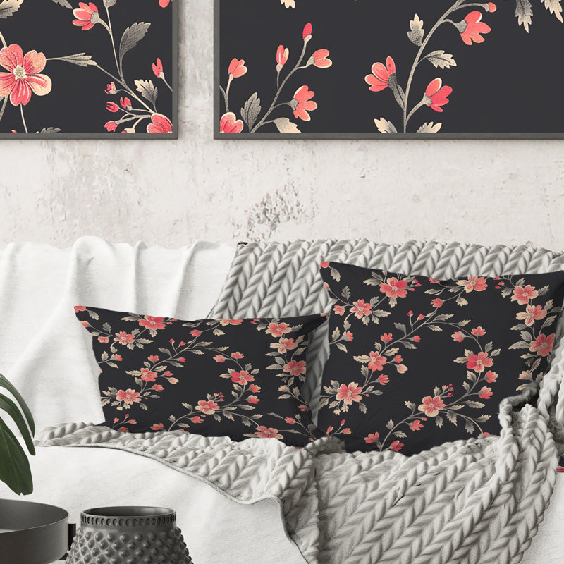 Couronne florale rose - coussin lombaire traditionnel