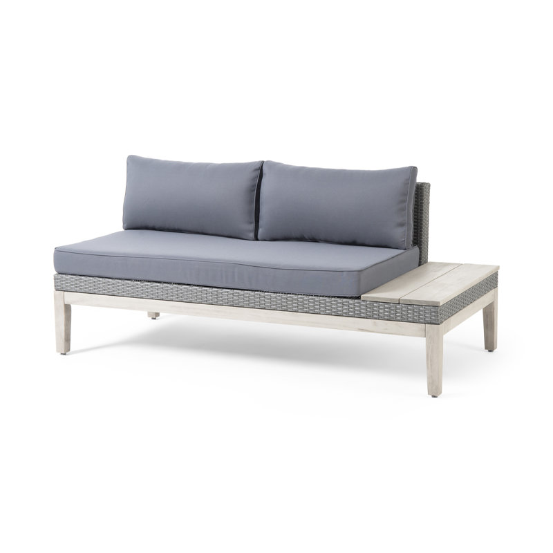Canapé modulaire à 2 places Loft gris avec structure en bois d'acacia, Right Hand Facing