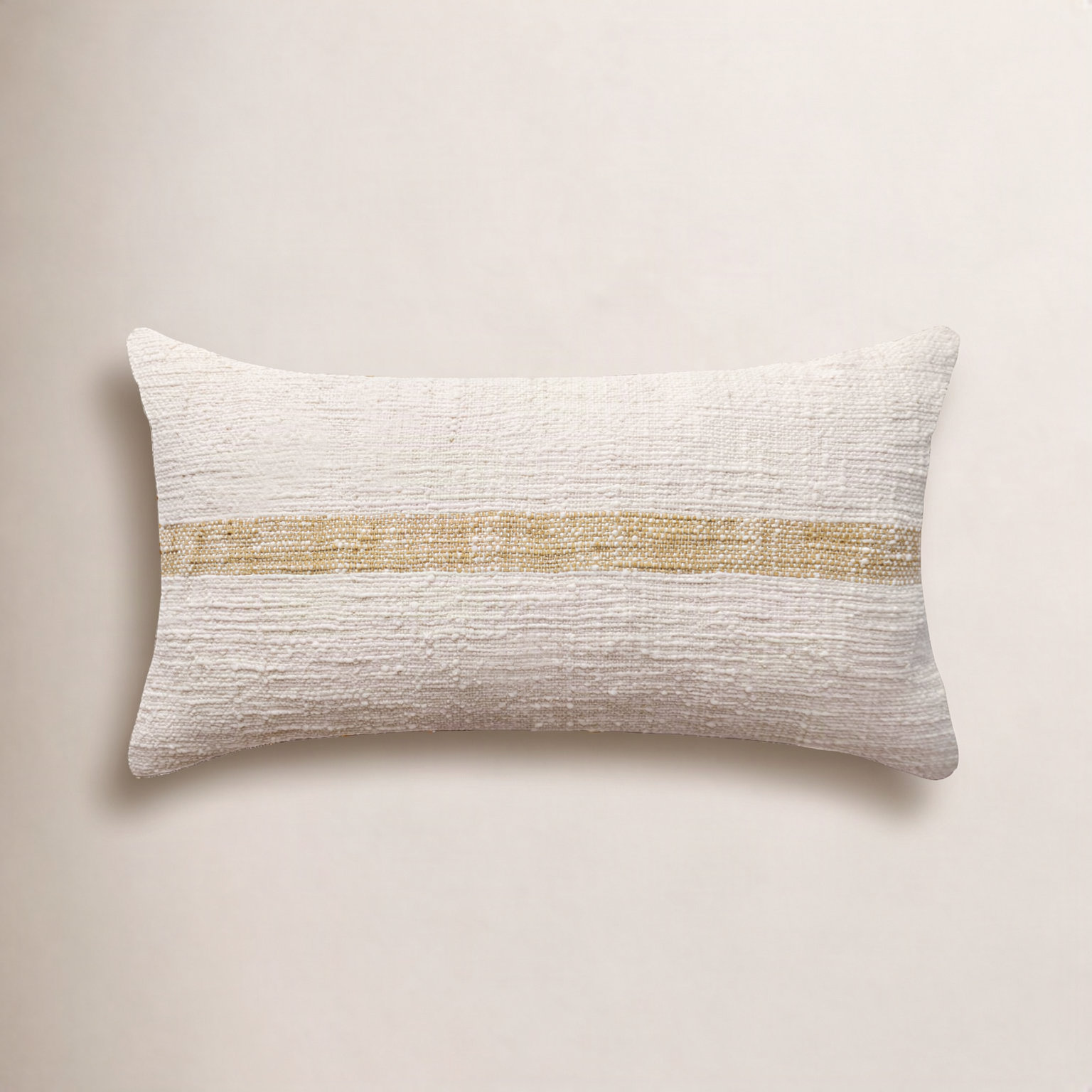 20" x 12" Cotton Pillow Cover, Beige/Yellow