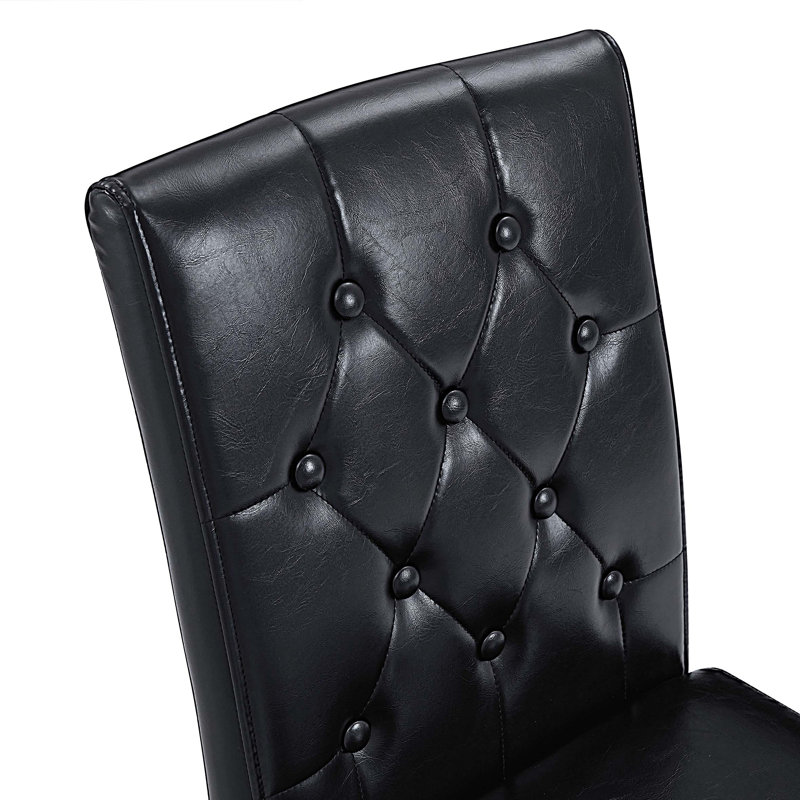 Chaises de salle à manger en polyuréthane, chaises d'appoint modernes avec pieds en métal, ensemble de 4, Noir, Argent argent
