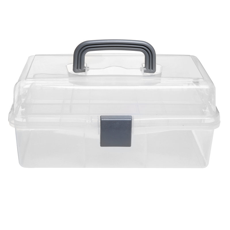 Storage Basket Box Art Carrying Case, Clear/Gray