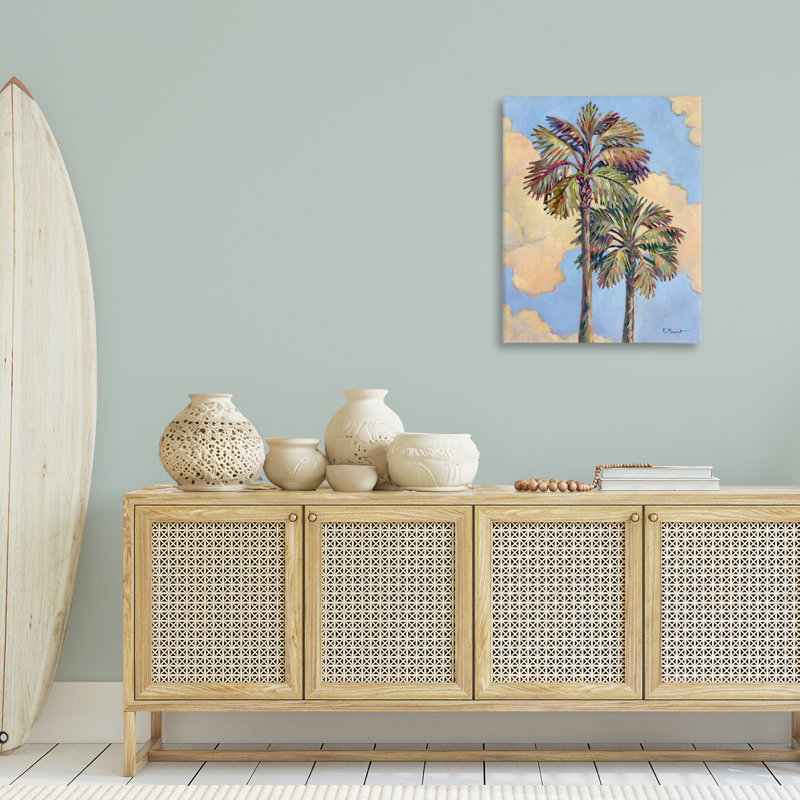  "Deux palmiers et nuages", art mural par Paul Brent, H 30 po x l 24 po