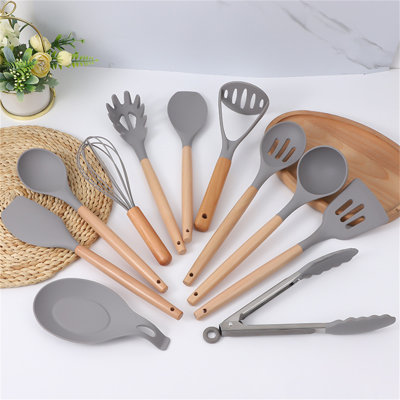 Ensemble d'ustensiles de cuisine 13 pièces en silicone - Outils de cuisson antiadhésifs pour des repas sains