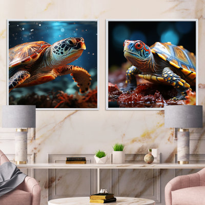 Abstract Harmony - Ensemble de 2 collages carrés tortue