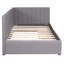 Lit simple tapissier avec 2 tiroirs de rangement, tissu en lin, sans sommier, lit de jour à cadre gris requis, taille, rangement, tissu-1054768000