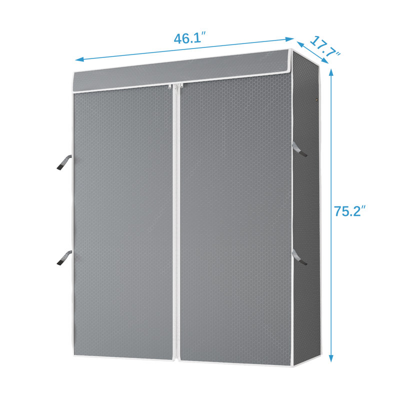 46" W Garment Rack Cover for V2S /V7 Basic/R4 with Zipper, Gray