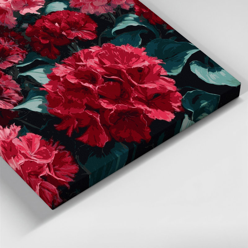 «Botanical Geraniums», art mural sur toile noire, H 12 po x l 18 po