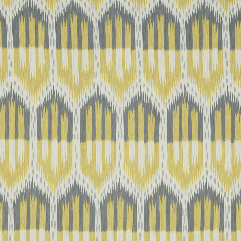 Tissu Boukhara Ikat, Citrine / fumée