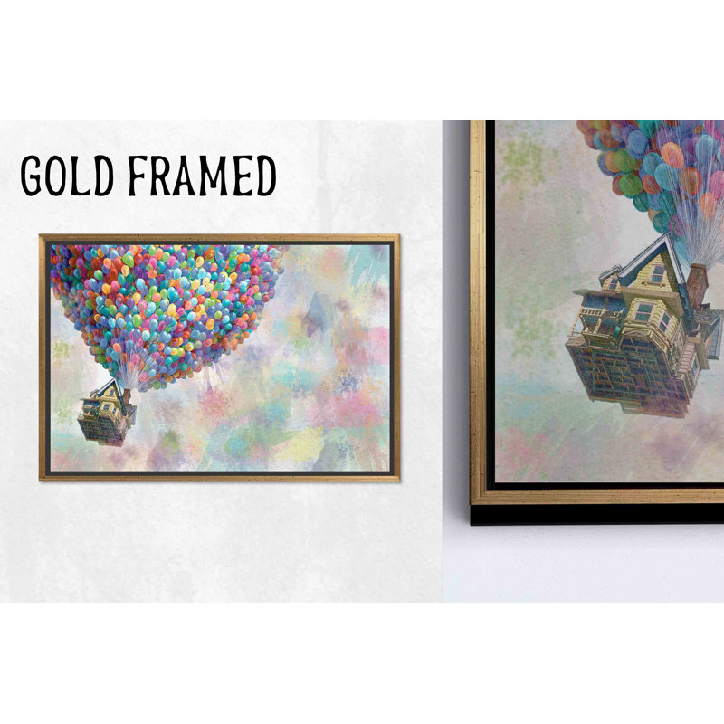 Élégante reproduction de film sur toile: Carl Fredricksen Adventure Decor, 1P GoldFramedCanves, 47,3 po H x 102,4 po l