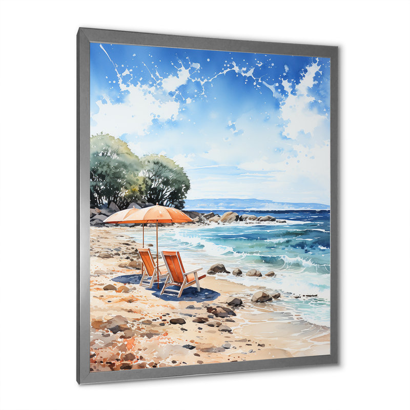 Parasol de plage Splash II - imprimé, Cadre simple argenté, H 32 po x l 24 po x P 1 po