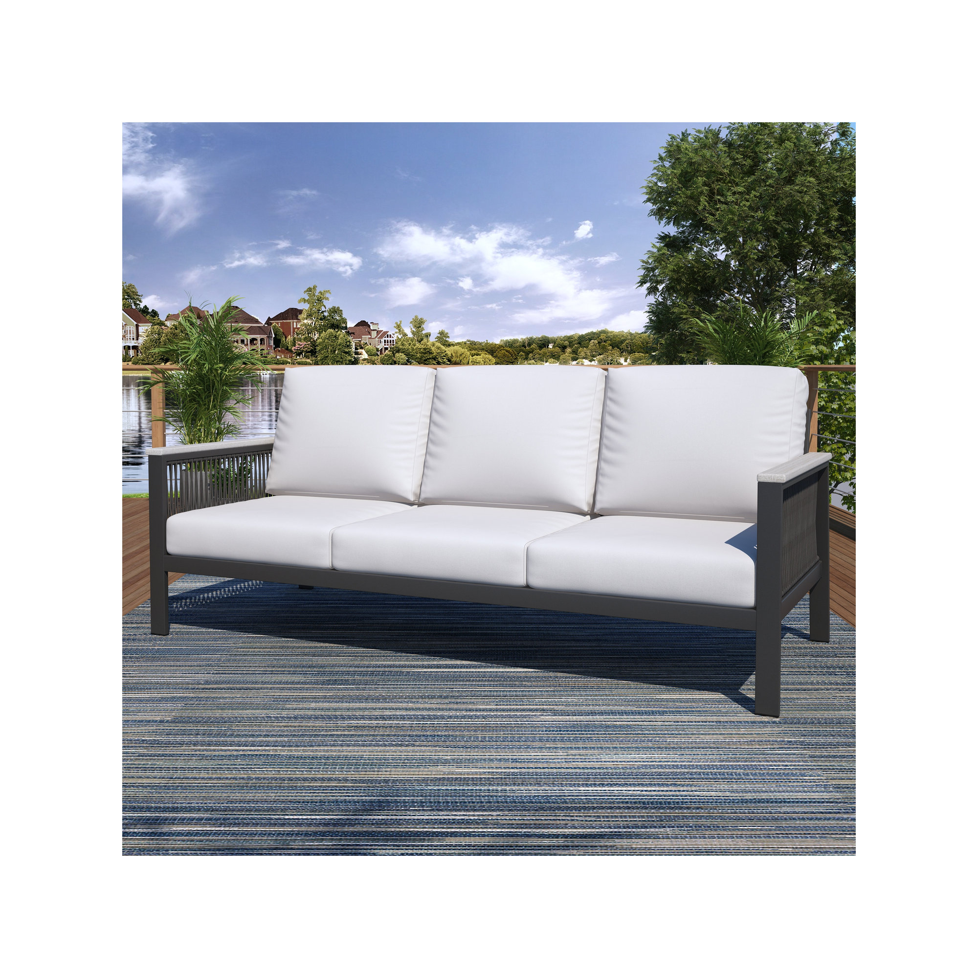 Townsend 80'' Wide Outdoor Patio Sofa with Sunbrella® Cushions, Canvas White Sunbrella® Canvas
