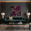 "Abstract Florals 86", art mural sur toile rouge-191297183