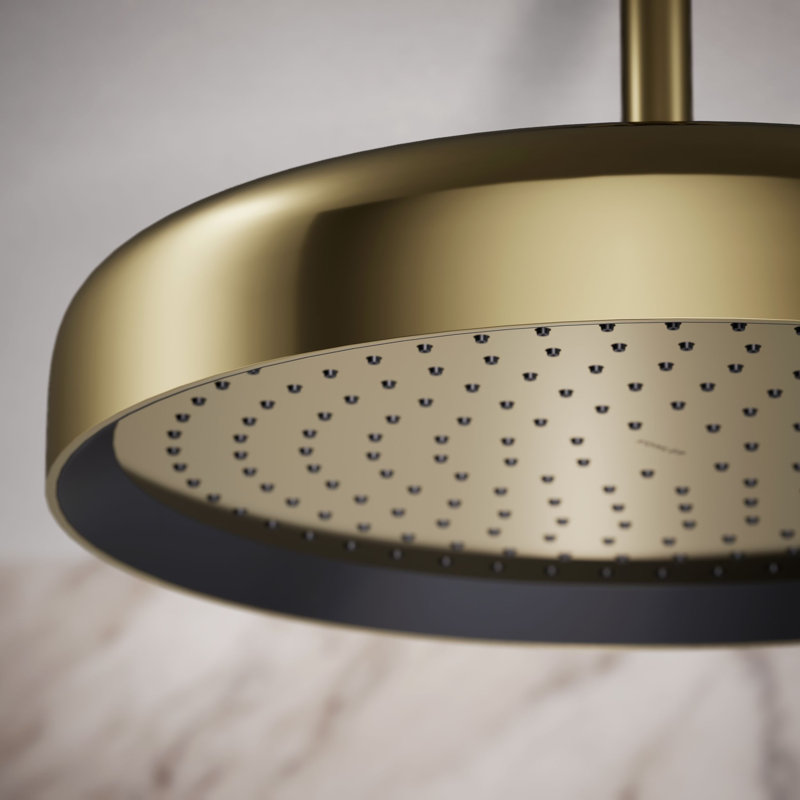 Statement 14" Single-Function Wall or Ceiling-Mount Round Rainhead, Round Rain Showerhead 2.5 GPM, Vibrant French Gold