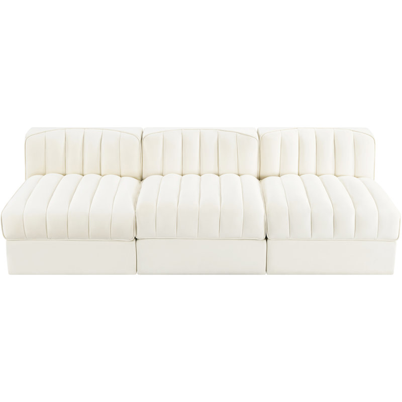 Tissu en tissu d'ameublement Paynton Canapé modulaire, 27 po H x 87 po L x 34 po P, 3, Crème
